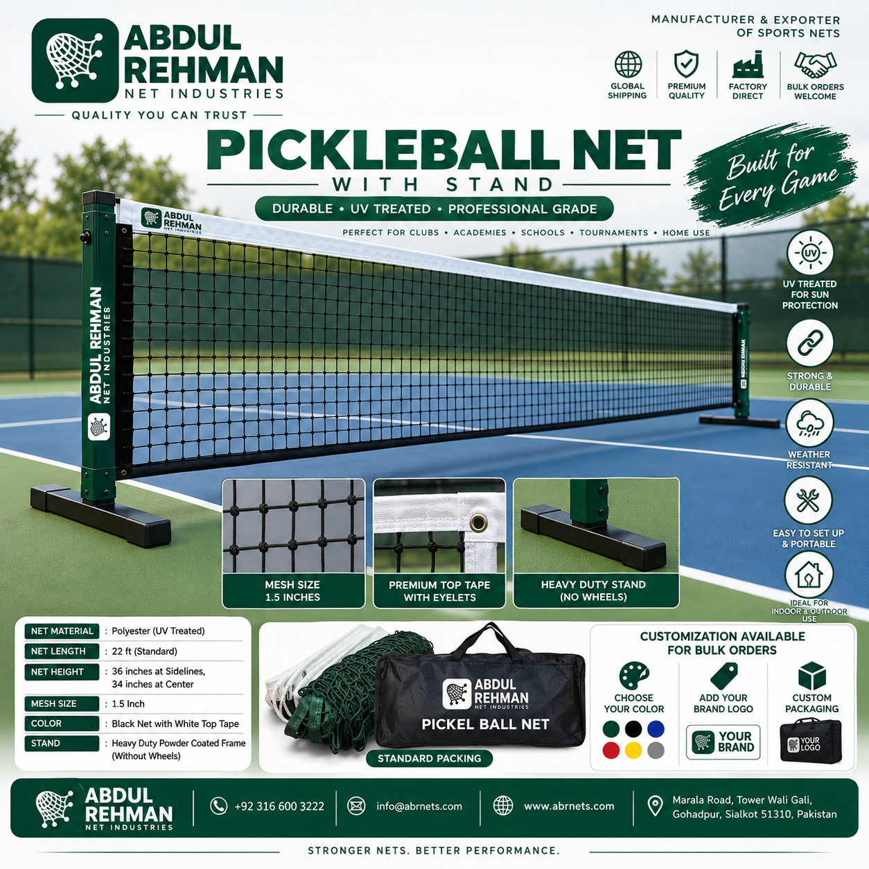 Pickleball Net With Stand – ABR NETS